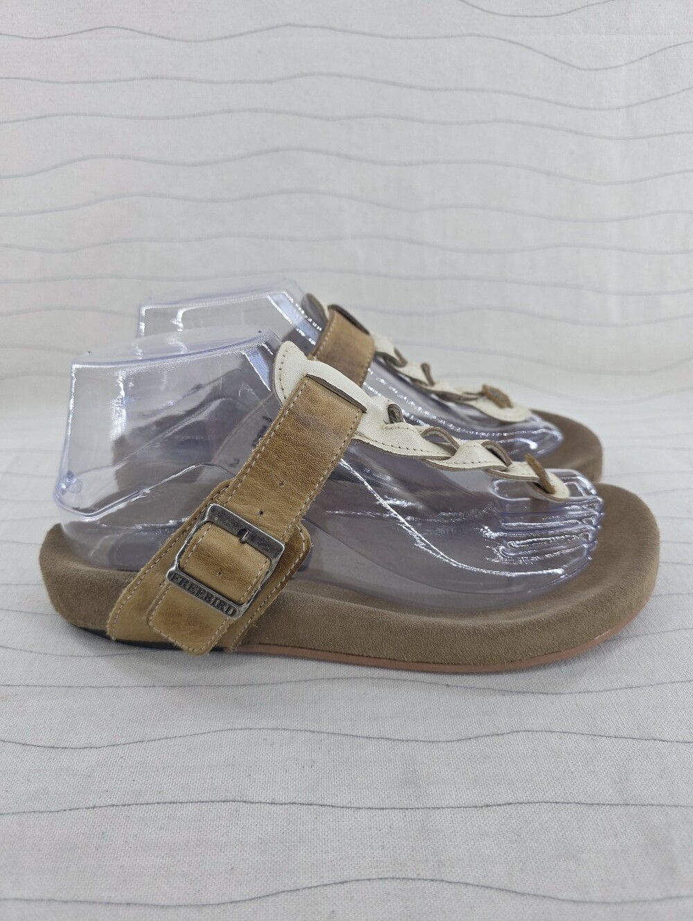 Freebird Womens Athena Tan Cream Beige Leather T-Stap Sandals Shoes 85815 Size 8